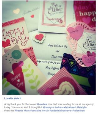 Loretta Walsh Receives Hearties' Valentines